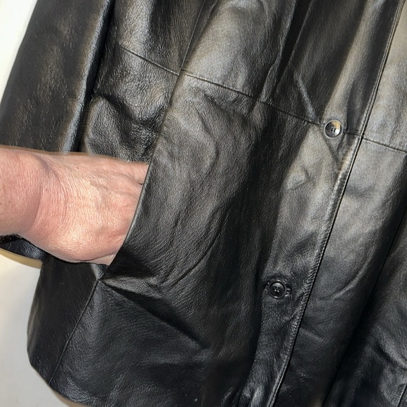 Nicole Miller New York Black Leather Jacket EUC 1X - Picture 4 of 8